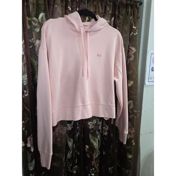 Lacoste Womens Pink Hoodie Cropped Size 42 - Picture 3 of 16